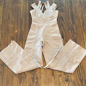 House of CB Beige Strappy Jumpsuit